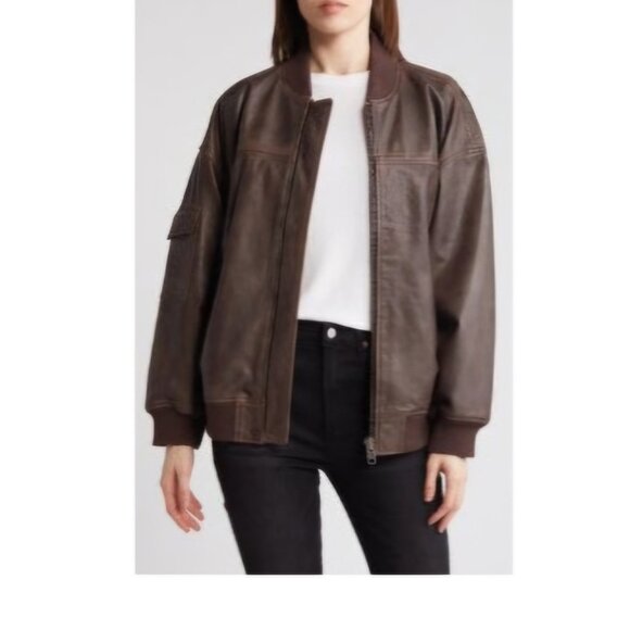 Leather Bomber Jacket - Picture 2 of 6